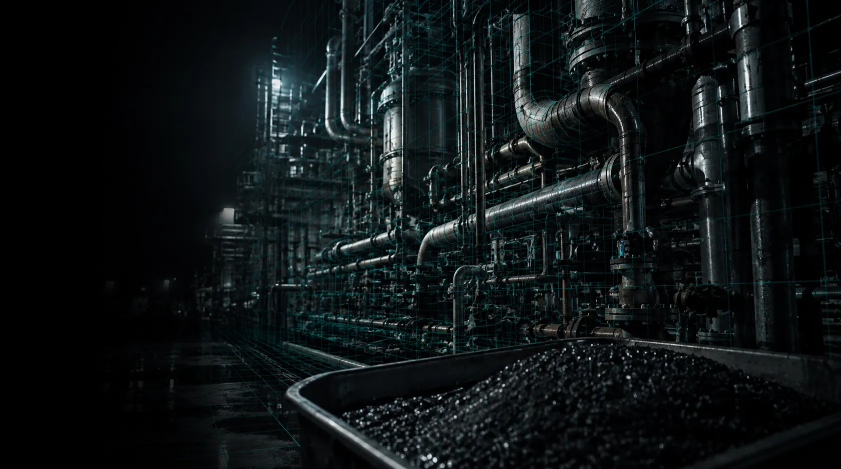 Pipework and reactor vessels in a chemical process plant